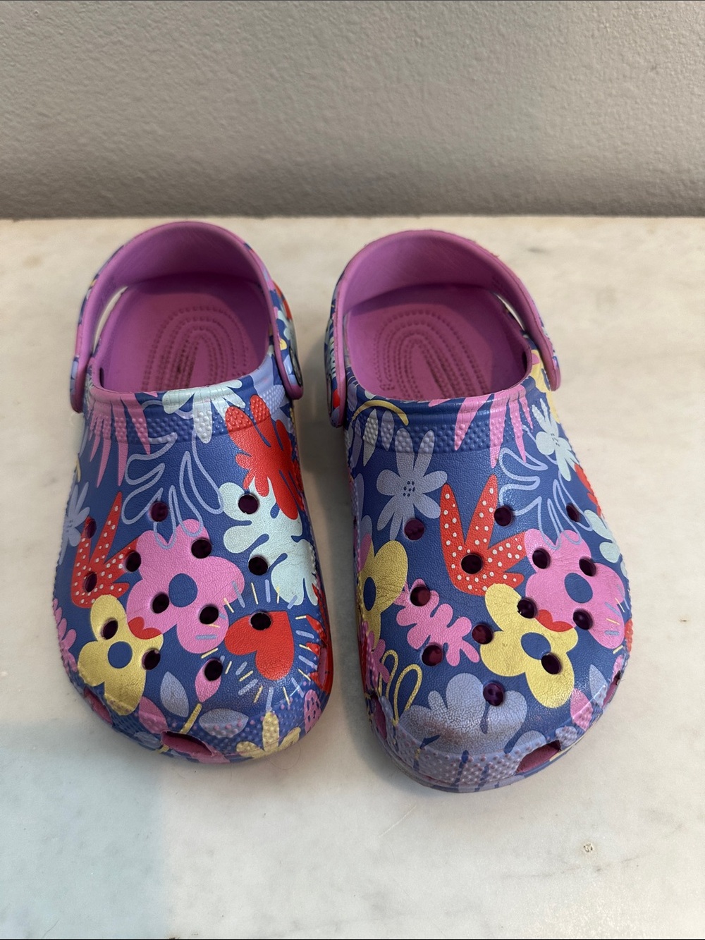 Kids Floral Clog Shoes - Purple/Pink